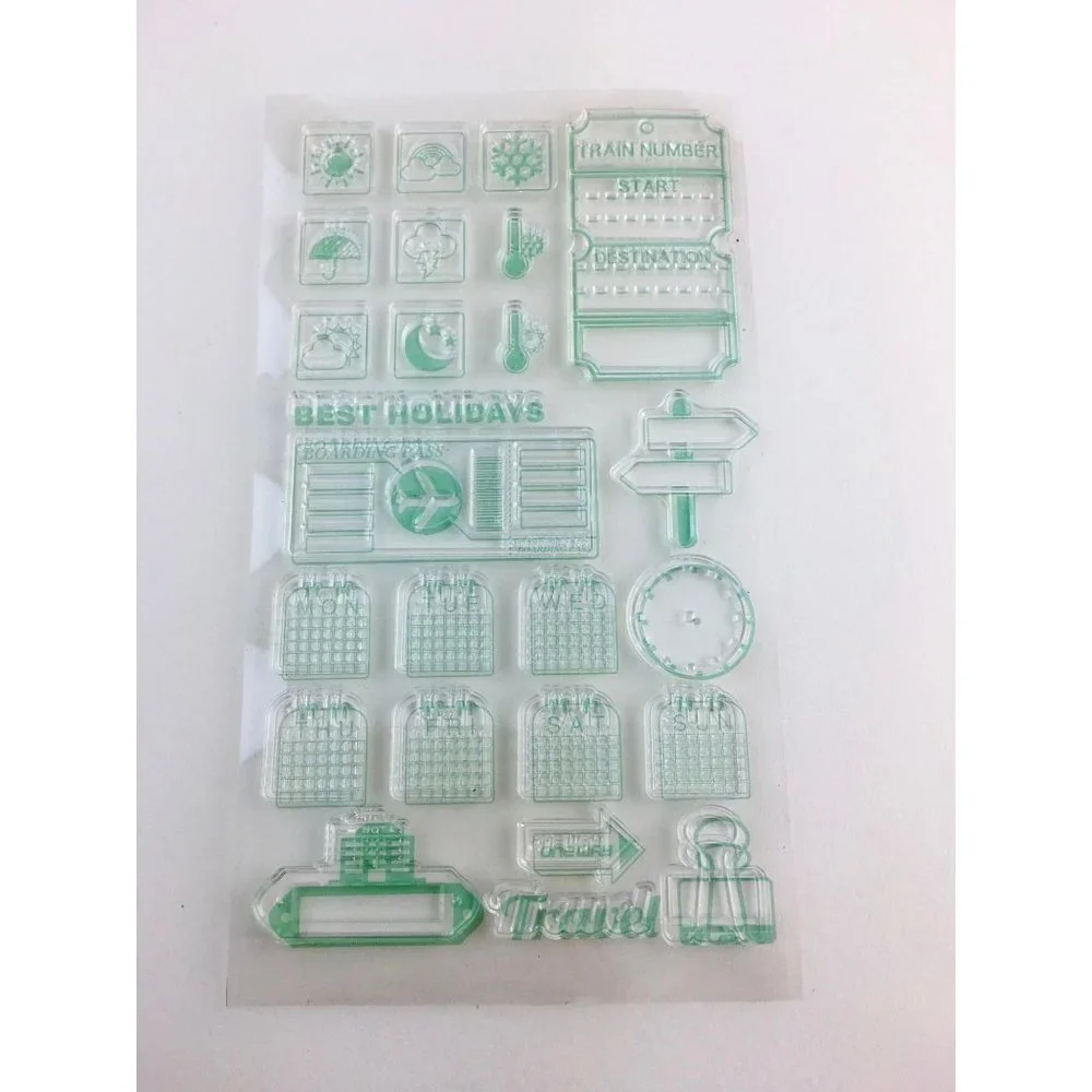 Daily Travel Planner Stamp Kit 25 Pcs Calendar Weather Activity Tracker mq